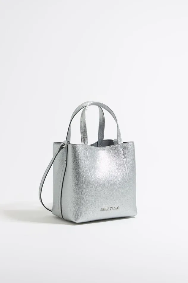 Small Silver Leather Chihuahua Bag Silver Women Bimba Y Lola Crossbody Bags