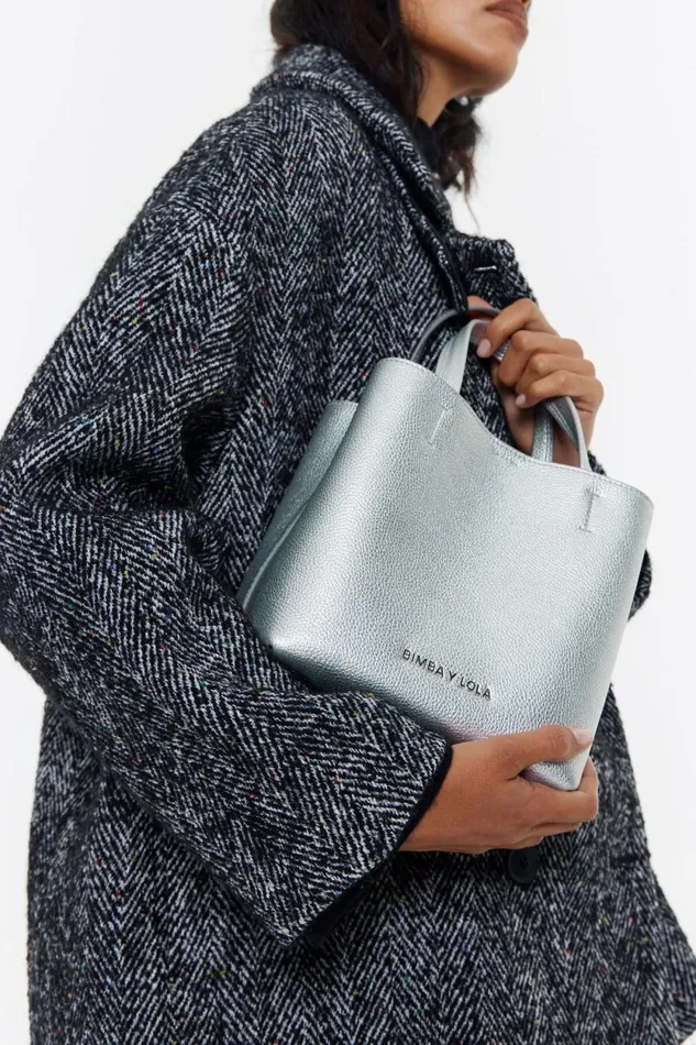 Small Silver Leather Chihuahua Bag Silver Women Bimba Y Lola Crossbody Bags