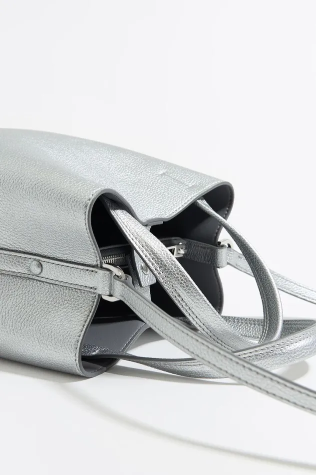 Small Silver Leather Chihuahua Bag Silver Women Bimba Y Lola Crossbody Bags