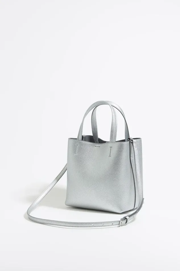 Small Silver Leather Chihuahua Bag Silver Women Bimba Y Lola Crossbody Bags