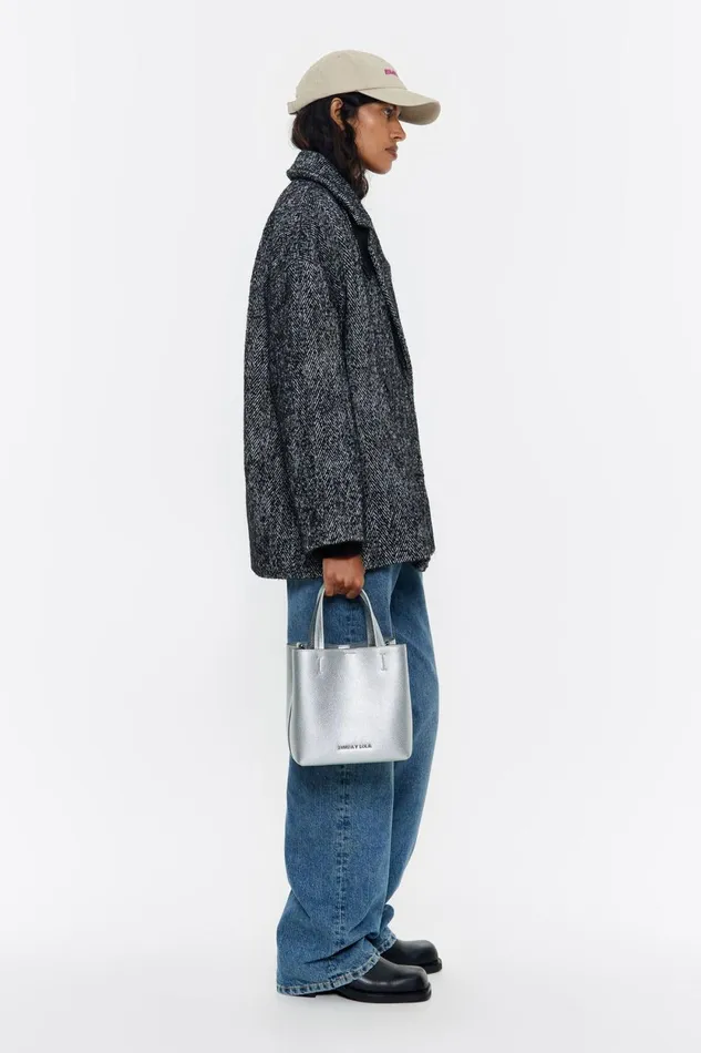 Small Silver Leather Chihuahua Bag Silver Women Bimba Y Lola Crossbody Bags