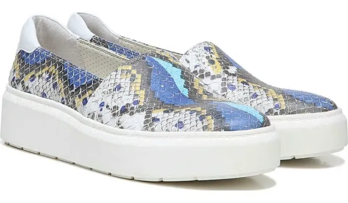 Sneakers Women Franco Sarto Franco Lodi 2 Platform Slip On Sneaker Blue Multi Snake Faux Leather