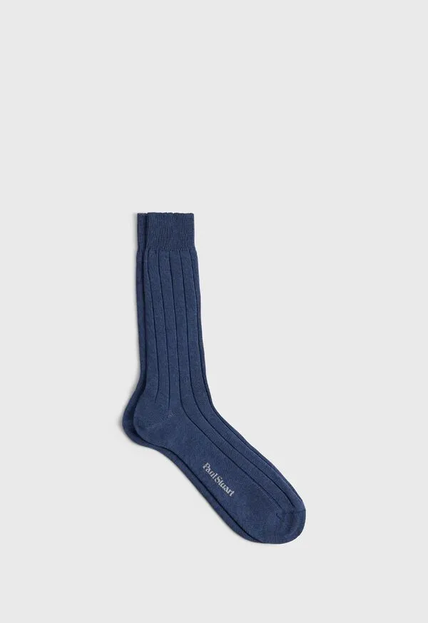 Socks Mens Paulstuart Mercerized Cotton Ribbed Sock Denim