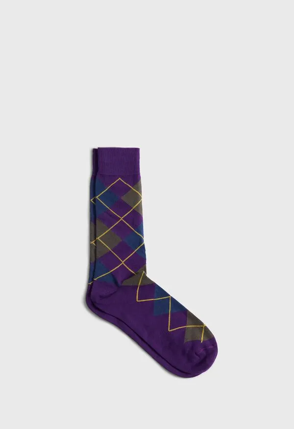 Socks Paulstuart Mens Cotton Blend Argyle Sock Navy