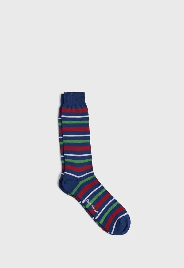 Socks Paulstuart Mens Cotton Variegated Multicolor Stripe Sock Butter
