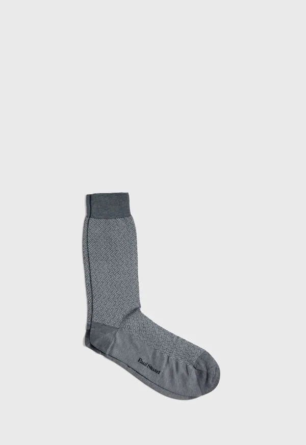 Socks Paulstuart Mens Mercerized Cotton Parquet Pattern Sock Beige