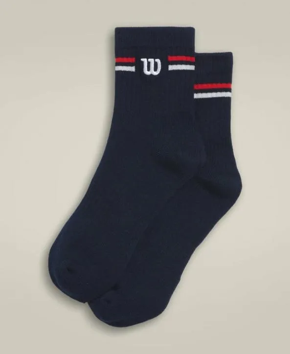 Socks Women Wilson Quarter Top Logo Stripe Sock Classic Navy Infrared