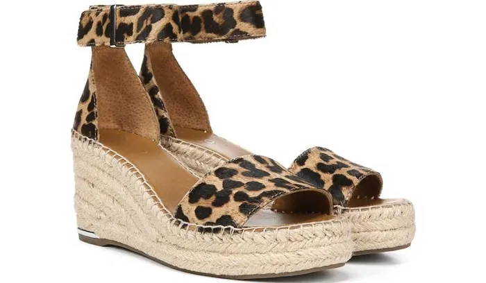 Spadrilles Women Franco Sarto Franco Clemens Espadrille Wedge Sandal Leopard Calf Hair