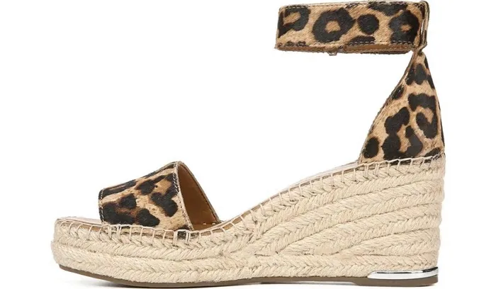 Spadrilles Women Franco Sarto Franco Clemens Espadrille Wedge Sandal Leopard Calf Hair