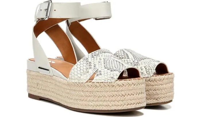 Spadrilles Women Franco Sarto Sarto Lexie Espadrille Platform Sandal Natural Snake Print Leather