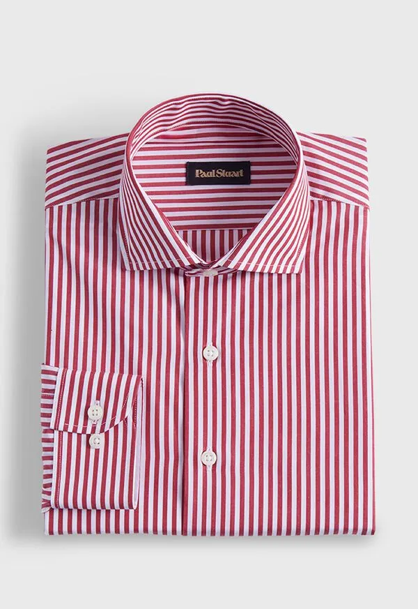 Sport Shirts Cotton Bengal Stripe Sport Shirt RedWhite Paulstuart Mens