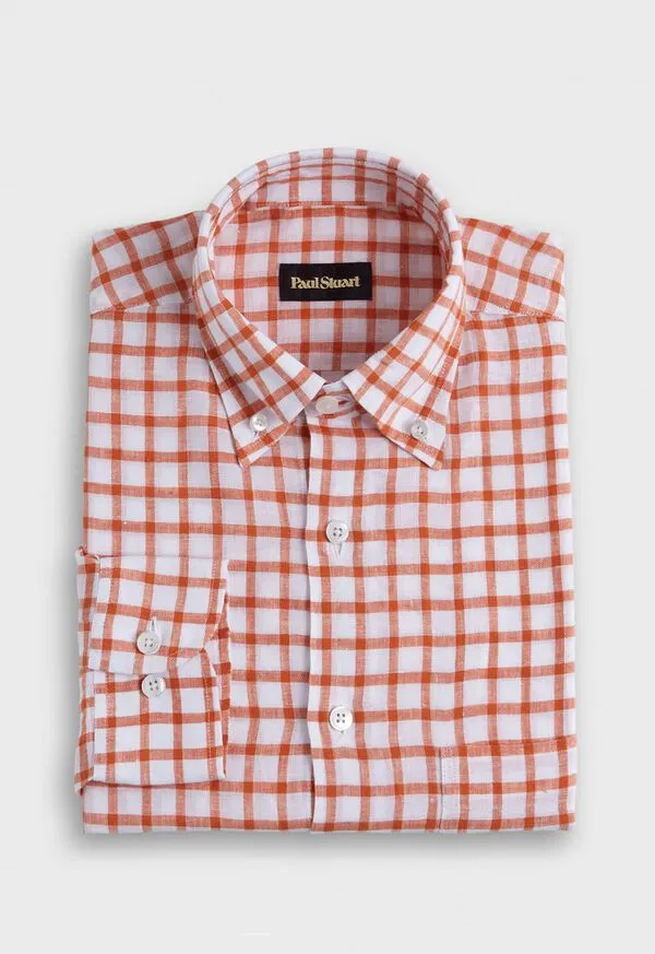 Sport Shirts Paulstuart Mens Linen Windowpane Sport Shirt BlueWhite