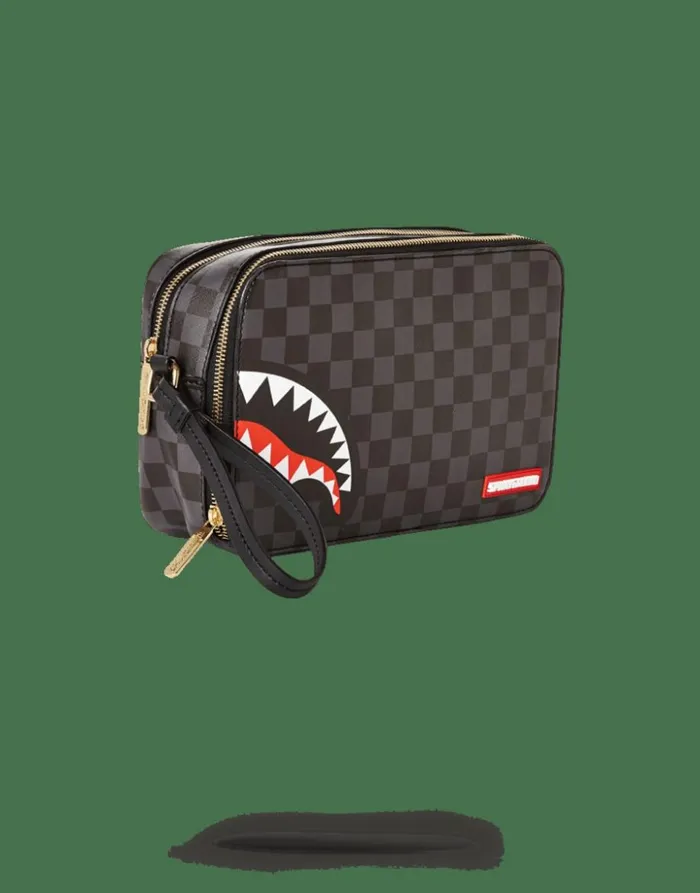 SPRAYGROUND SHARKS IN PARIS BLACK CHECKERED EDITION TOILETRY AKA MONEY BAGS Bags