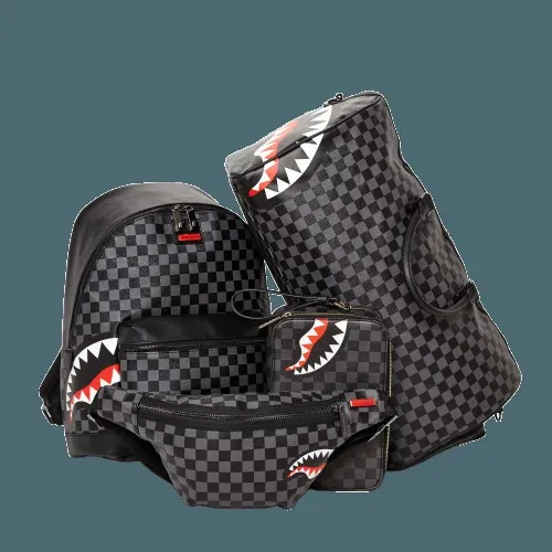SPRAYGROUND SHARKS IN PARIS BLACK CHECKERED EDITION TOILETRY AKA MONEY BAGS Bags