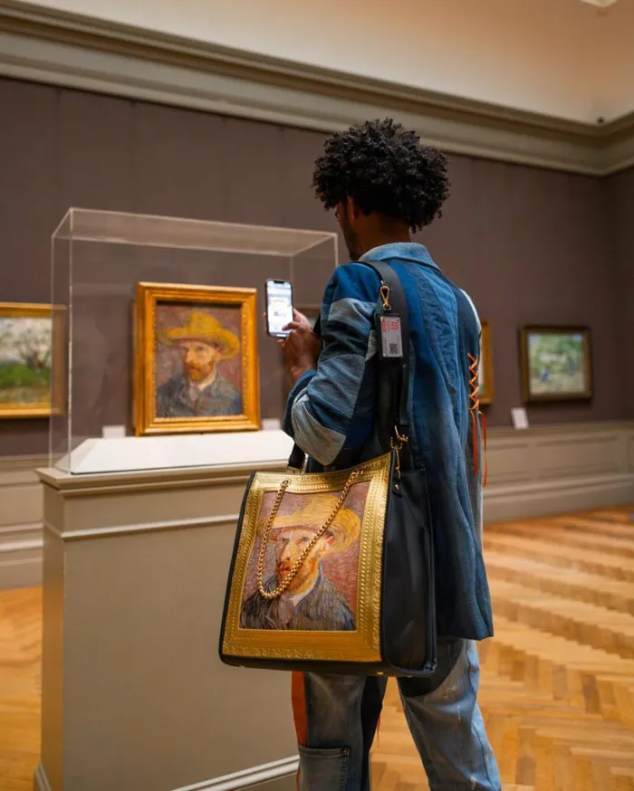 SPRAYGROUND THE MET VAN GOGH FRAMED SELFPORTRAIT TOTE Bags