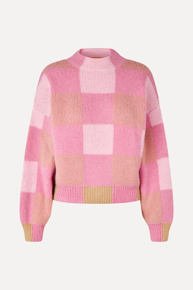 Stine Goya Knitwear Gingham Check Sweater 8211 Pink Gingham Check 8211 Women