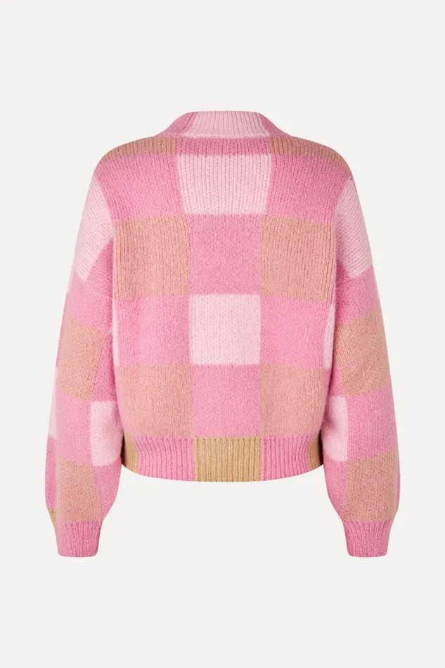 Stine Goya Knitwear Gingham Check Sweater 8211 Pink Gingham Check 8211 Women