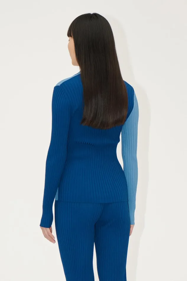 Stine Goya Knitwear Long Sleeve Polo 8211 Blue Jean 8211 Women
