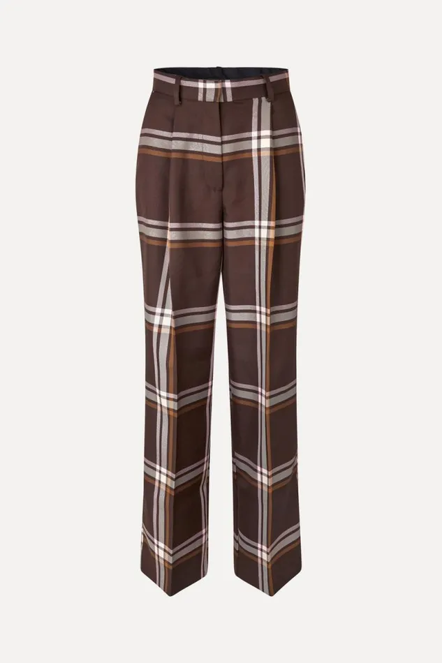 Stine Goya Pants Front Pleat Long Straight Pants 8211 Weaved Checks 8211 Women