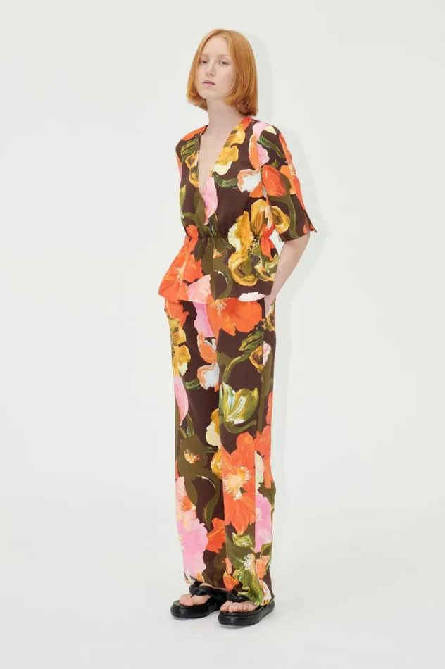 Stine Goya Pants SGFatou Pants 8211 Summer Night Poppies 8211 Women