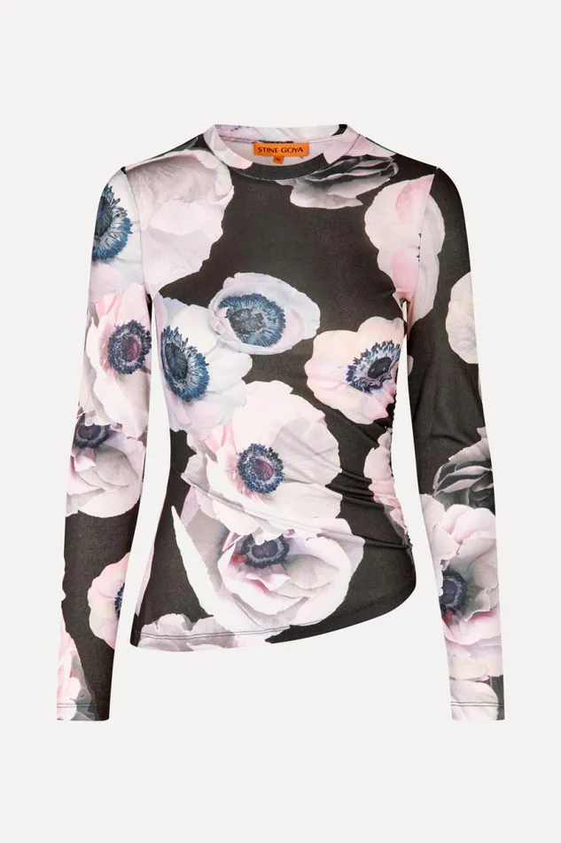 Stine Goya Tops and Shirts Asymmetric Long Sleeve Top 8211 Nostalgic Anemone 8211 Women