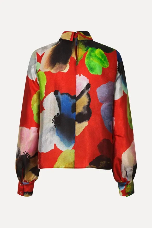 Stine Goya Tops and Shirts Gathered Long Sleeve Top 8211 Bloom In Red 8211 Women