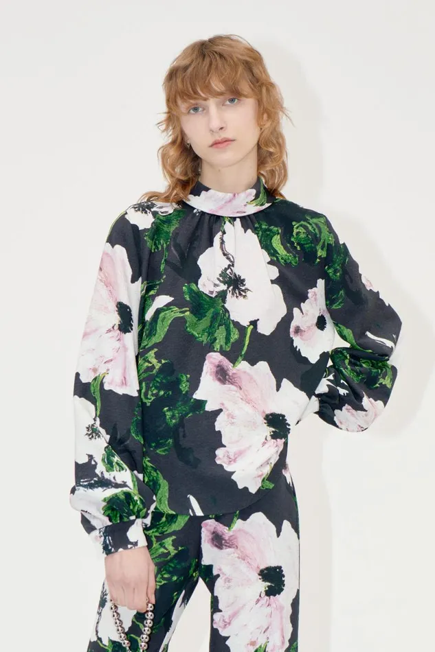 Stine Goya Tops and Shirts Gathered Long Sleeve Top 8211 Umber Windflower 8211 Women Stine Goya Tops and Shirts Gathered Long Sleeve Top 8211 Umber Windflower 8211 Women
