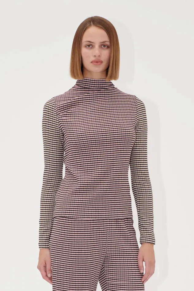 Stine Goya Tops and Shirts Long Sleeve Pleated Shoulder Top 8211 PinkBlack 8211 Women Stine Goya Tops and Shirts Long Sleeve Pleated Shoulder Top 8211 PinkBlack 8211 Women