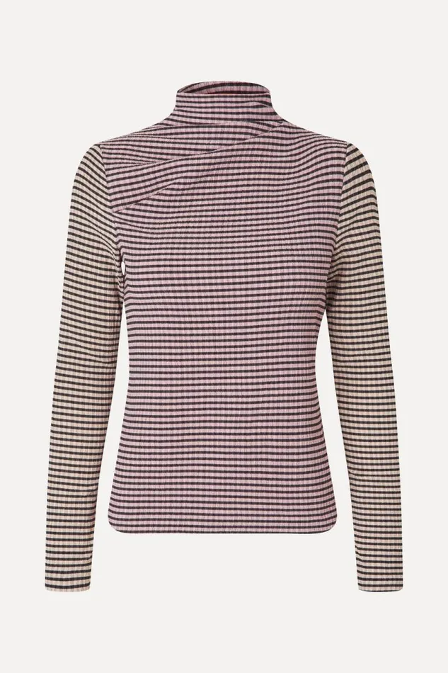 Stine Goya Tops and Shirts Long Sleeve Pleated Shoulder Top 8211 PinkBlack 8211 Women