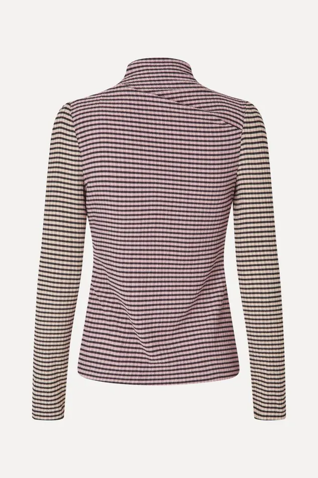 Stine Goya Tops and Shirts Long Sleeve Pleated Shoulder Top 8211 PinkBlack 8211 Women