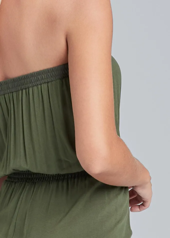 STRAPLESS UTILITY JUMPSUIT Olive Women VENUS Casual Jumpsuits and Rompers