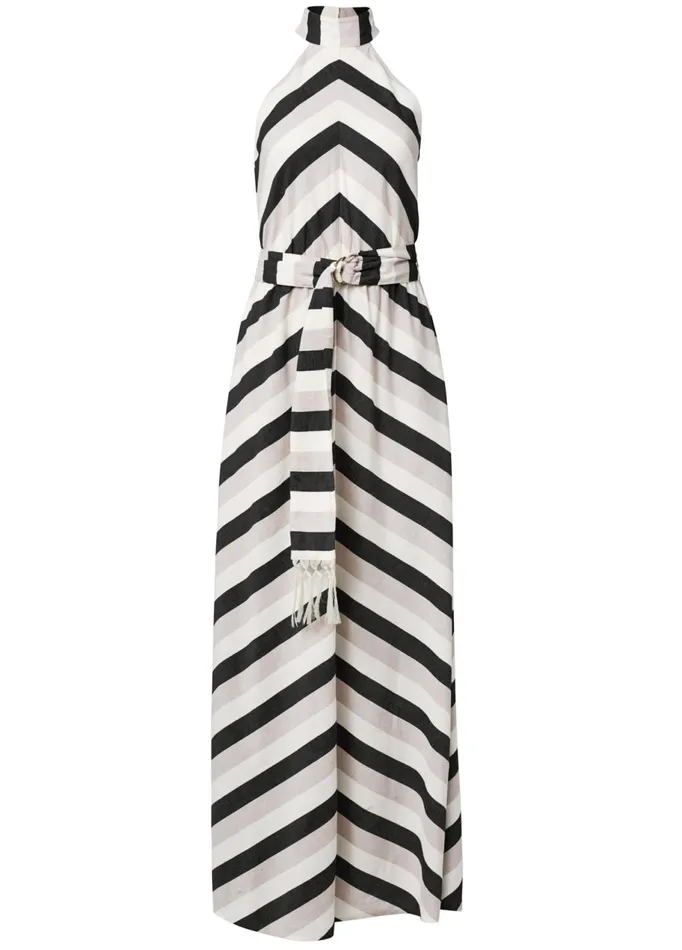 STRIPED LINEN DRESS White Multi Women VENUS Maxi Dresses STRIPED LINEN DRESS White Multi Women VENUS Maxi Dresses
