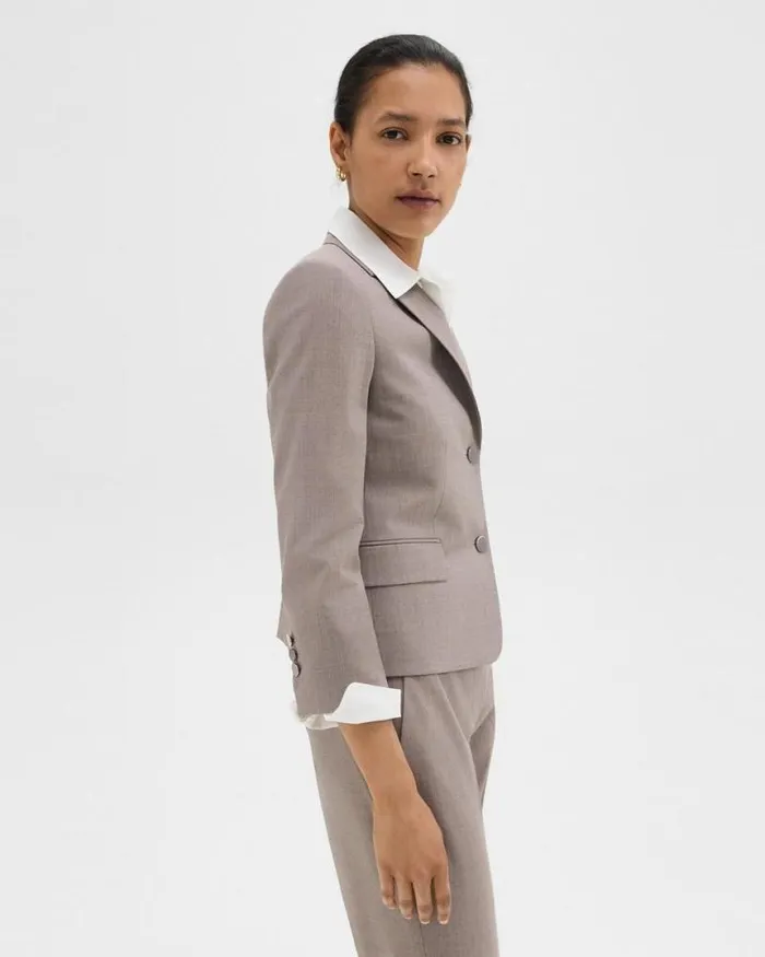 Suits Women Theory Boxy Blazer In Good Wool Cinder Melange