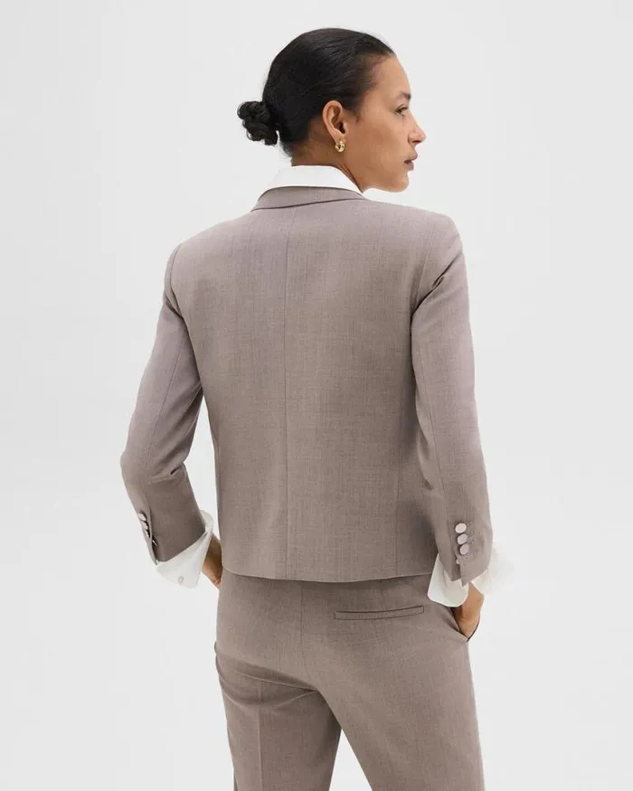 Suits Women Theory Boxy Blazer In Good Wool Cinder Melange
