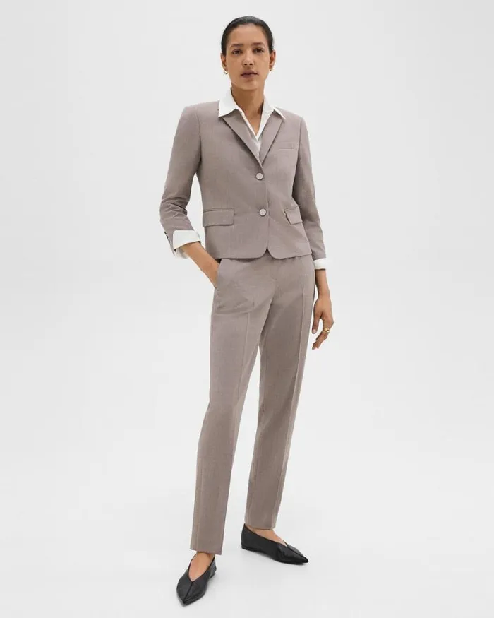 Suits Women Theory Boxy Blazer In Good Wool Cinder Melange