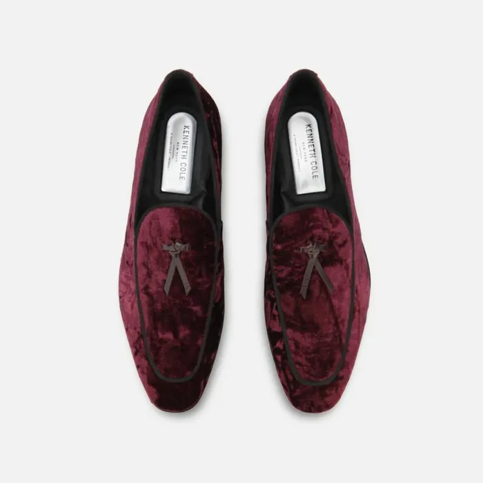 Sullivan Velvet Belgian Loafer Burgundy Men Kenneth Cole Loafers
