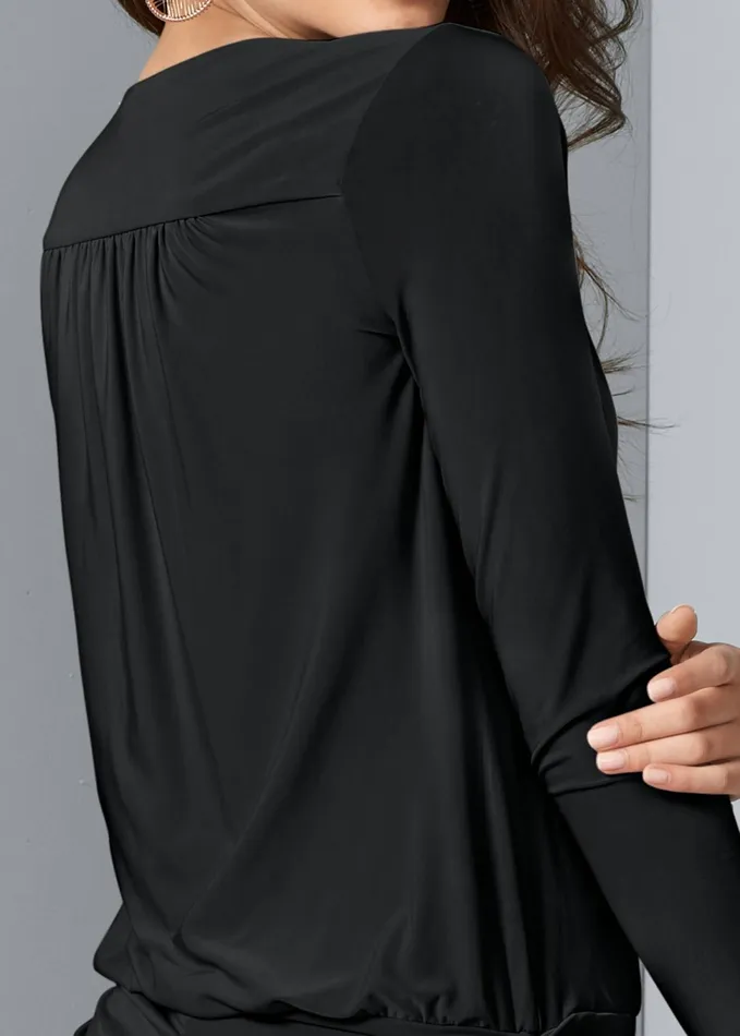 SURPLICE SIDE TIE TOP Black Women VENUS Night Out Tops