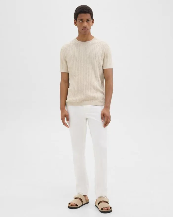 Sweaters Cardigans Men Theory Cable Knit Tee In Cotton New Sand Sweaters Cardigans Men Theory Cable Knit Tee In Cotton New Sand