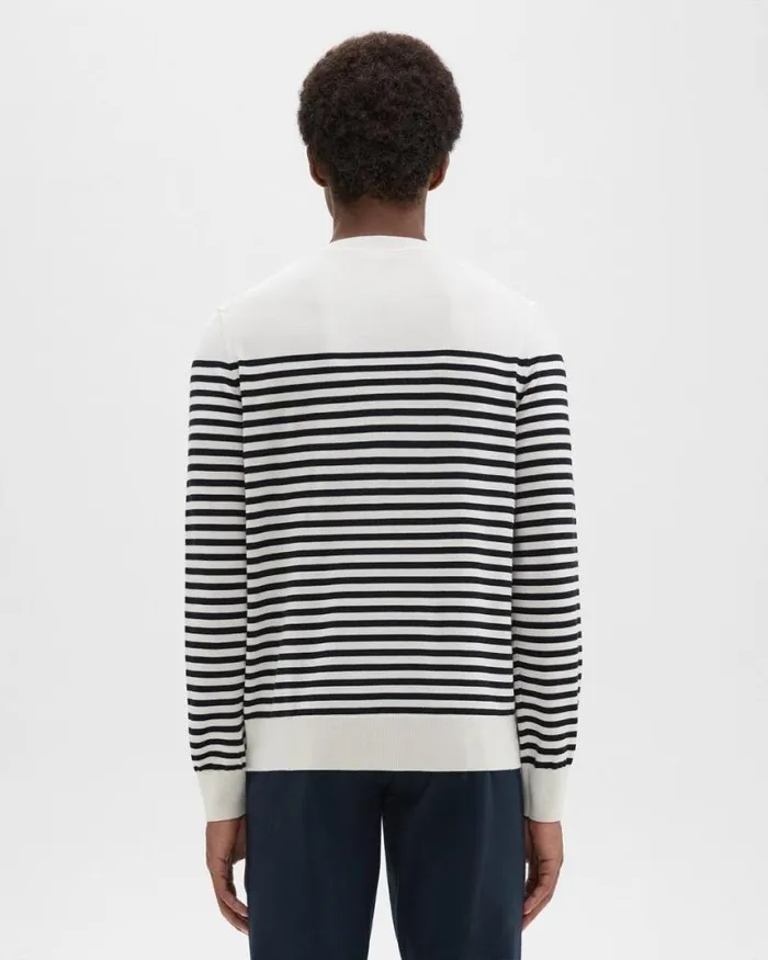 Sweaters Cardigans Men Theory Striped Crewneck Sweater In Merino Wool White Multi Sweaters Cardigans Men Theory Striped Crewneck Sweater In Merino Wool White Multi