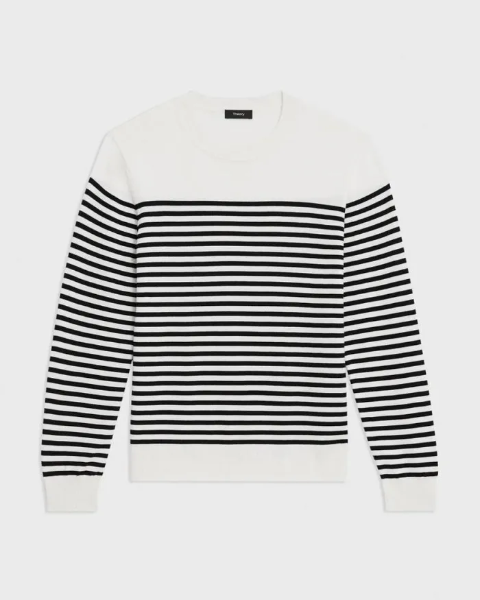 Sweaters Cardigans Men Theory Striped Crewneck Sweater In Merino Wool White Multi Sweaters Cardigans Men Theory Striped Crewneck Sweater In Merino Wool White Multi