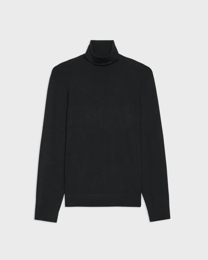 Sweaters Cardigans Men Theory Turtleneck Sweater In Regal Wool Black