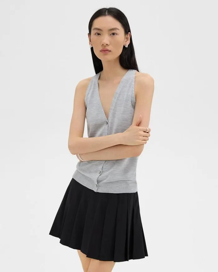 Sweaters Cardigans Women Theory Slim Sweater Vest In Regal Wool Frosted Grey Heather Sweaters Cardigans Women Theory Slim Sweater Vest In Regal Wool Frosted Grey Heather