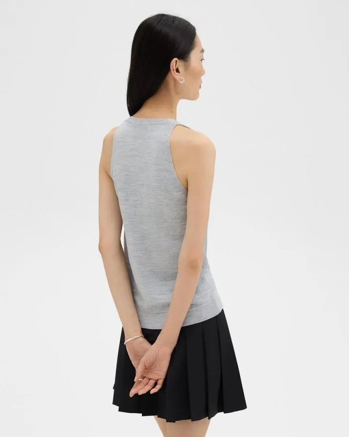 Sweaters Cardigans Women Theory Slim Sweater Vest In Regal Wool Frosted Grey Heather