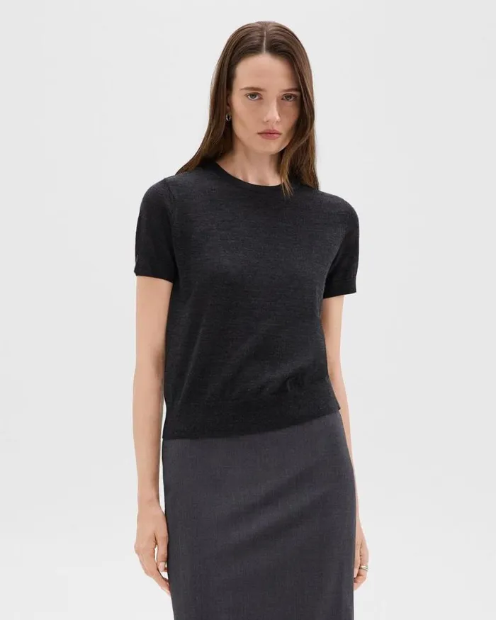 Sweaters Cardigans Women Theory Sweater Tee In Regal Wool New Pestle Melange