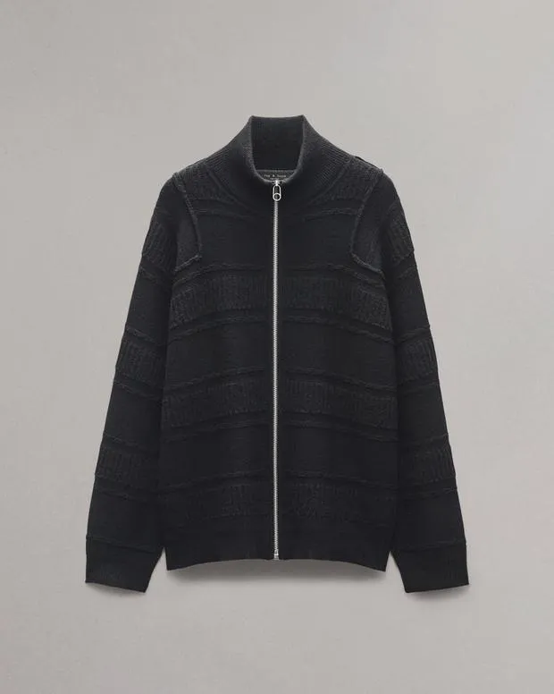 Sweaters Men Rag and Bone Colton ZipUp Sweater Black