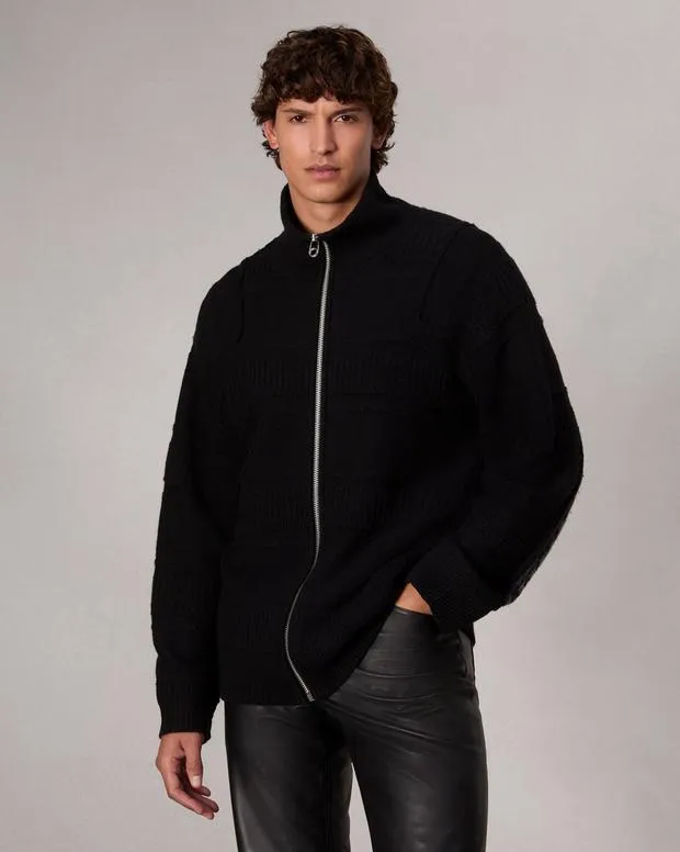 Sweaters Men Rag and Bone Colton ZipUp Sweater Black