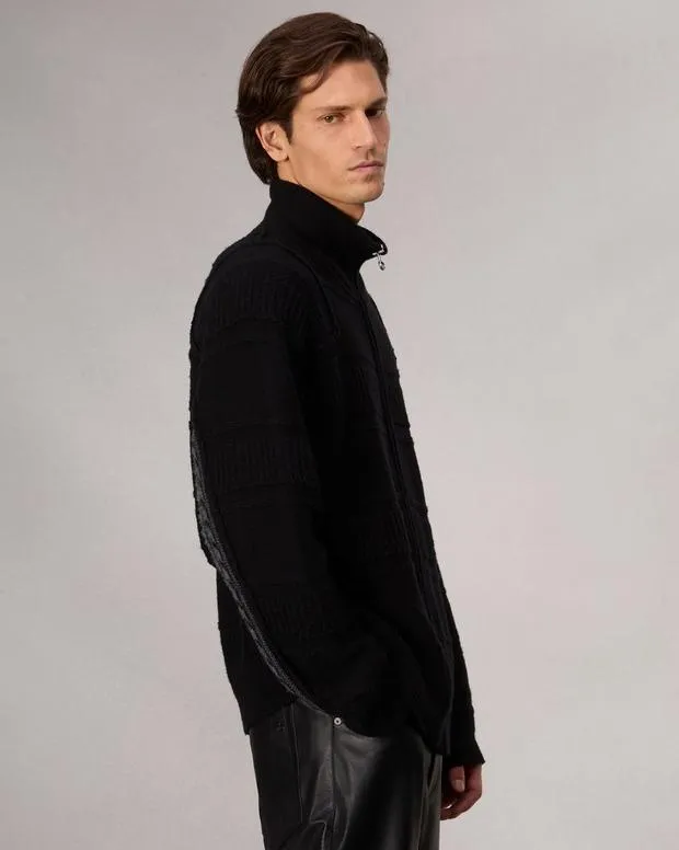 Sweaters Men Rag and Bone Colton ZipUp Sweater Black