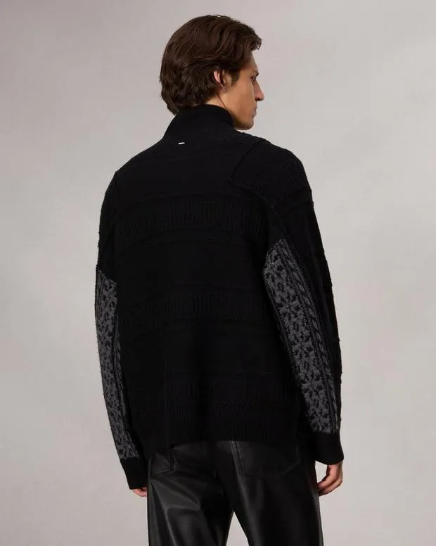 Sweaters Men Rag and Bone Colton ZipUp Sweater Black