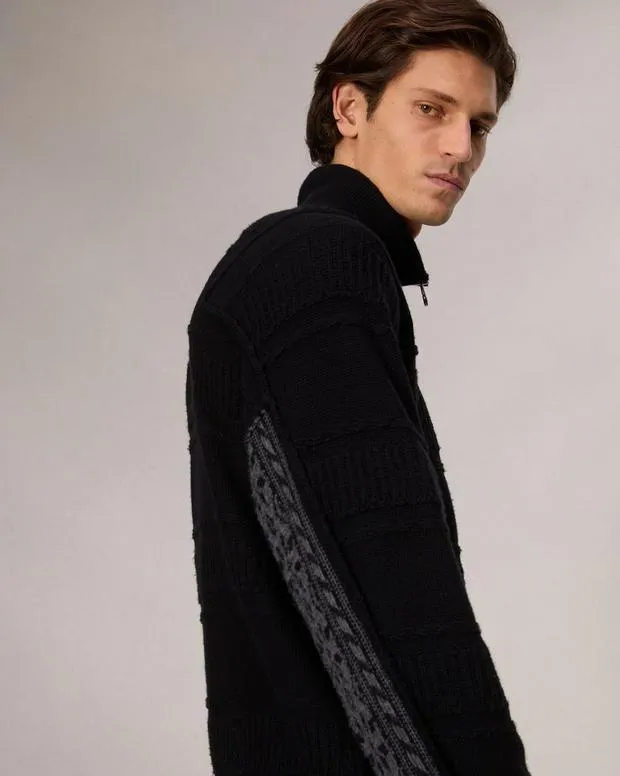 Sweaters Men Rag and Bone Colton ZipUp Sweater Black