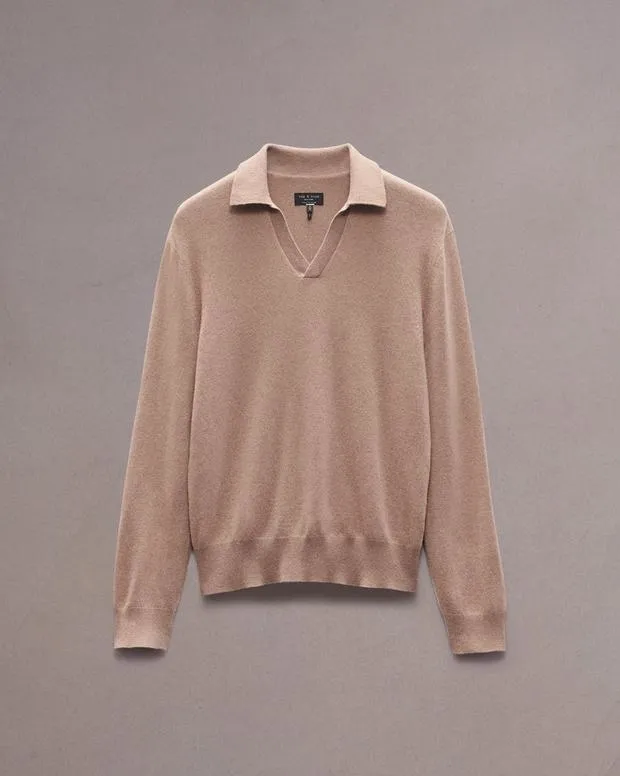 Sweaters Men Rag and Bone Downing Cashmere Polo Desert